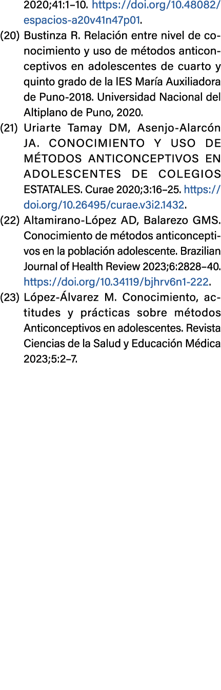 2020;41:1–10. https://doi.org/10.48082/espacios a20v41n47p01. (20) Bustinza R. Relaci n entre nivel de conocimiento y...