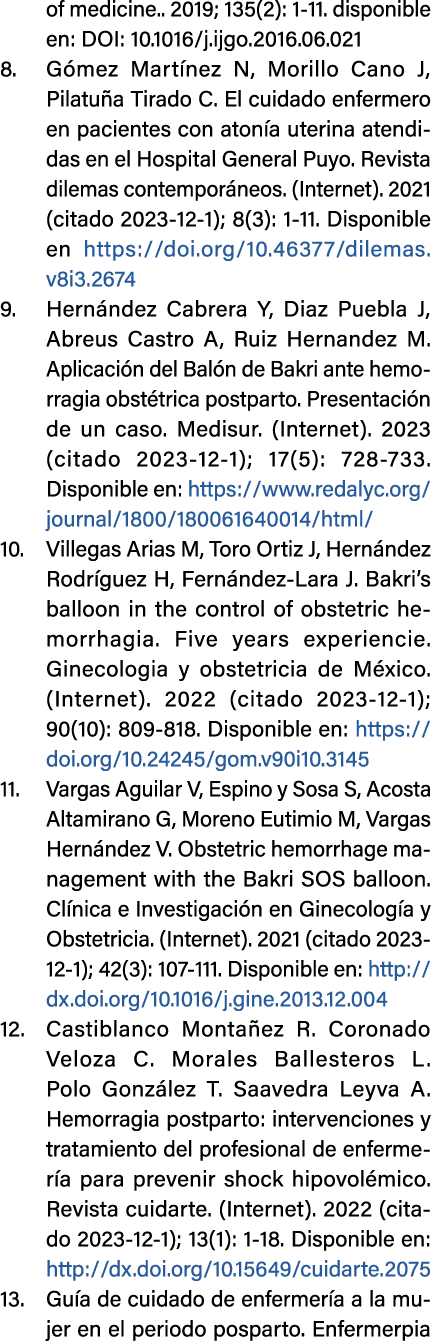 of medicine.. 2019; 135(2): 1 11. disponible en: DOI: 10.1016/j.ijgo.2016.06.021 8. G mez Mart nez N, Morillo Cano J,...