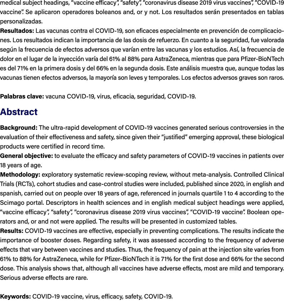 medical subject headings, “vaccine efficacy”, “safety”, “coronavirus disease 2019 virus vaccines”, “COVID 19 vaccine”...