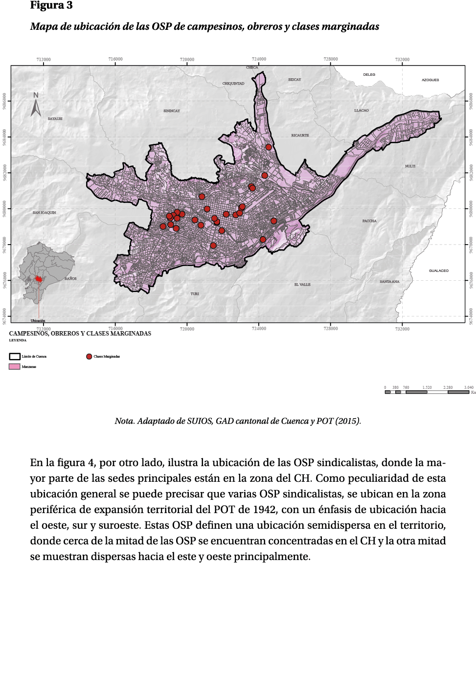 Figura 3 Mapa de ubicaci n de las OSP de campesinos, obreros y clases marginadas ￼ Nota. Adaptado de SUIOS, GAD canto...
