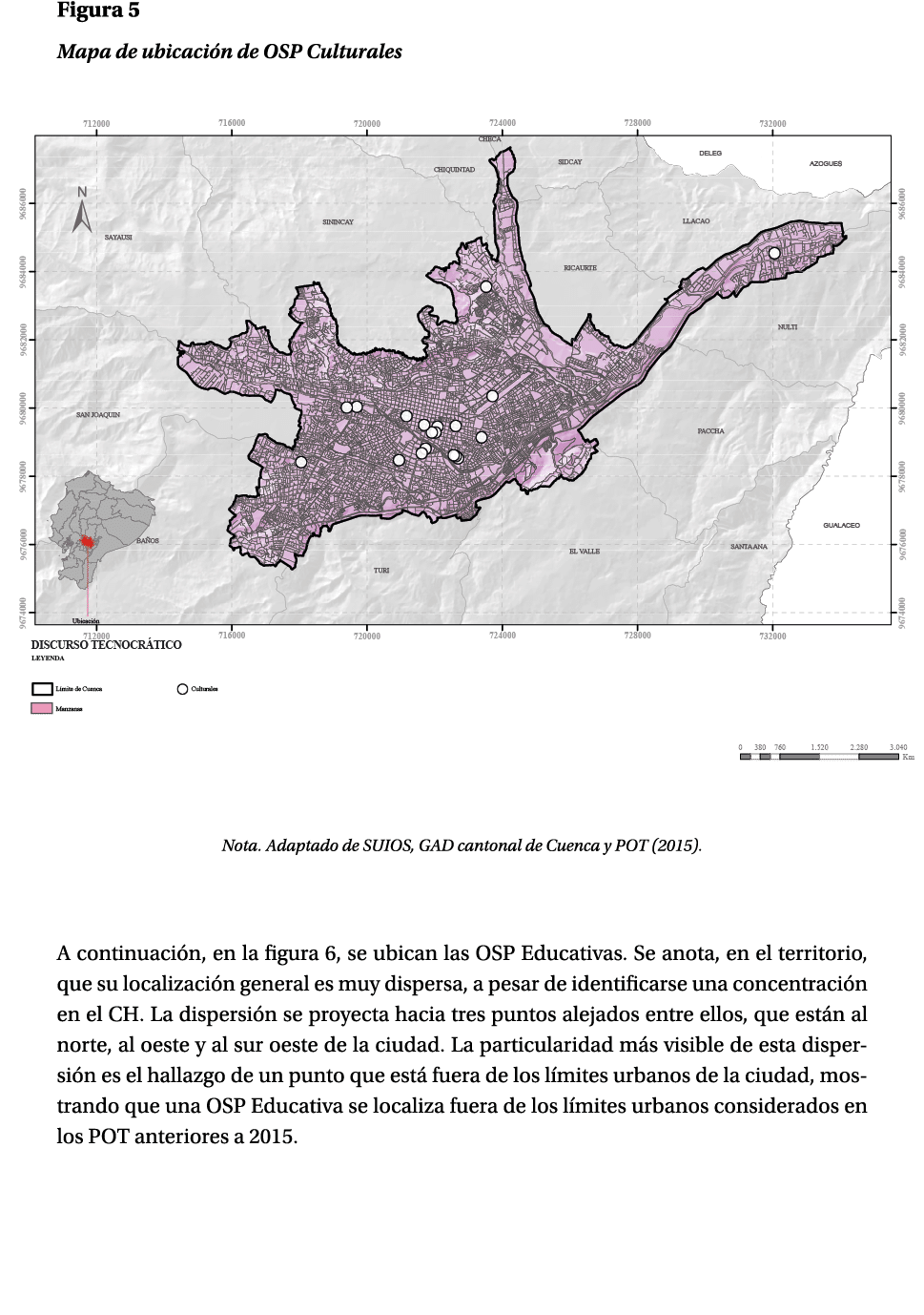Figura 5 Mapa de ubicaci n de OSP Culturales ￼ Nota. Adaptado de SUIOS, GAD cantonal de Cuenca y POT (2015). A con﻿ti...