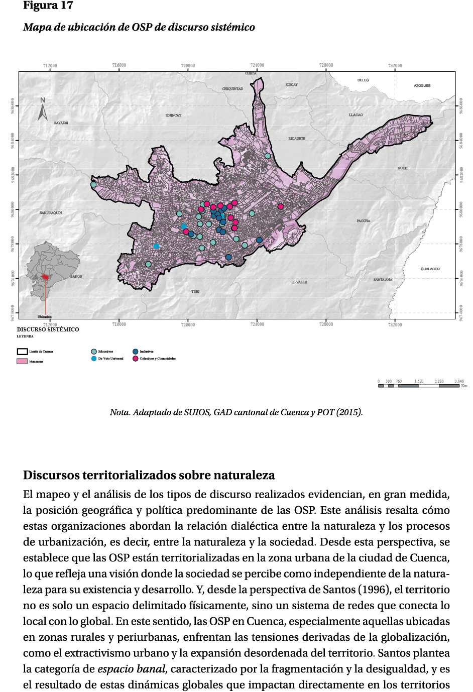 Figura 17 Mapa de ubicaci n de OSP de discurso sist mico ￼ Nota. Adaptado de SUIOS, GAD cantonal de Cuenca y POT (201...