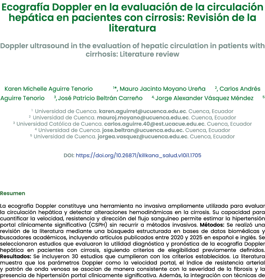 Ecograf a Doppler en la evaluaci n de la circulaci n hep tica en pacientes con cirrosis: Revisi n de la literatura ﻿...