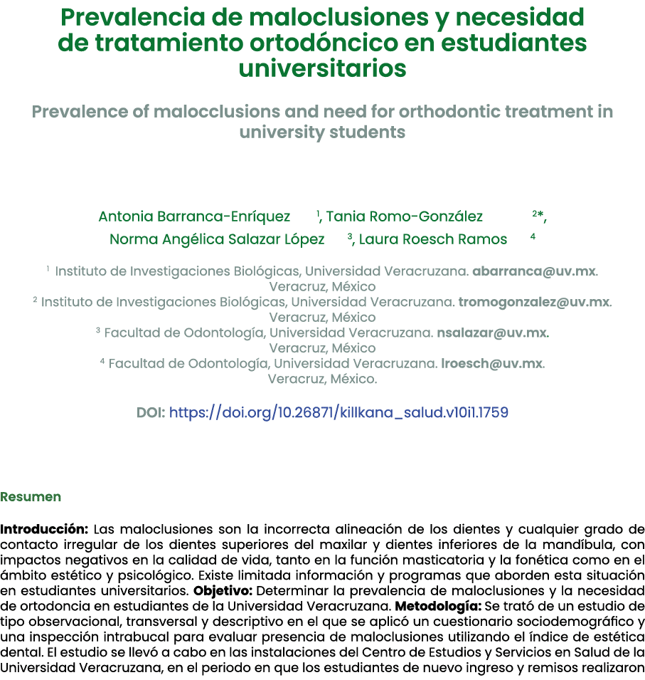 Prevalencia de maloclusiones y necesidad de tratamiento ortod ncico en estudiantes universitarios ﻿Prevalence of mal...