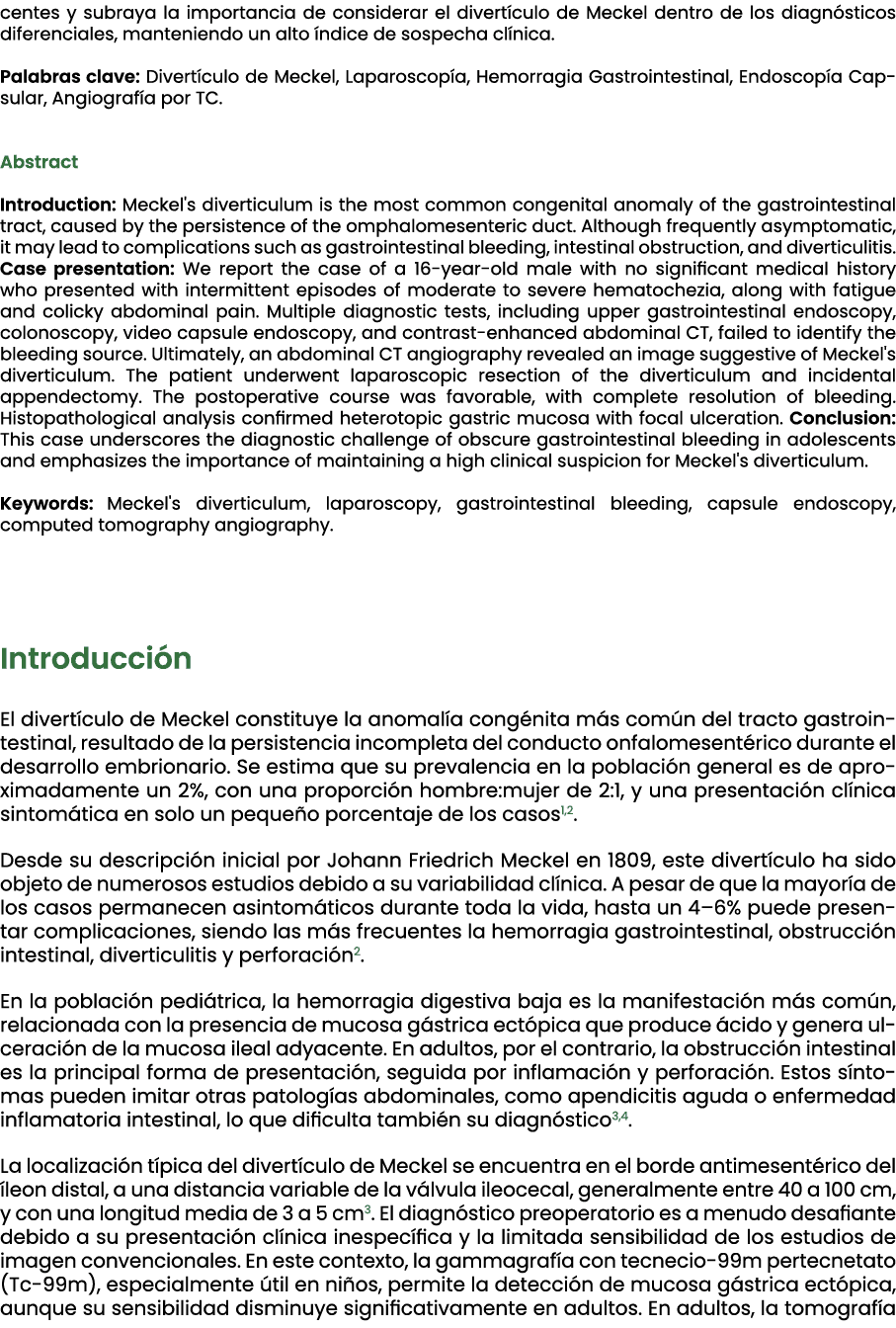 centes y subraya la importancia de considerar el divert culo de Meckel dentro de los diagn sticos diferenciales, mant...