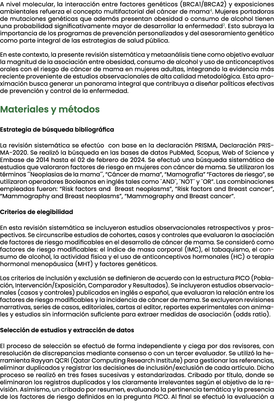 A nivel molecular, la interacci n entre factores gen ticos (BRCA1/BRCA2) y exposiciones ambientales refuerza el conce...