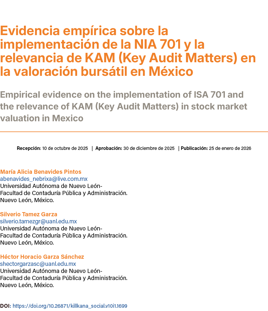  ﻿Evidencia emp rica sobre la implementaci n de la NIA 701 y la relevancia de KAM (Key Audit Matters) en la valoraci ...