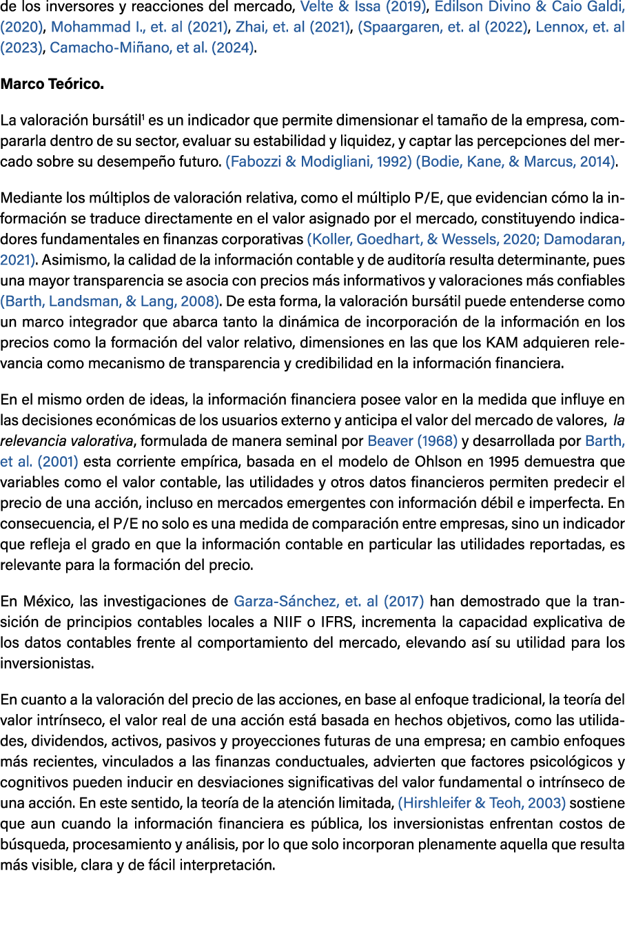 de los inversores y reacciones del mercado, Velte & Issa (2019), Edilson Divino & Caio Galdi, (2020), Mohammad I., et...