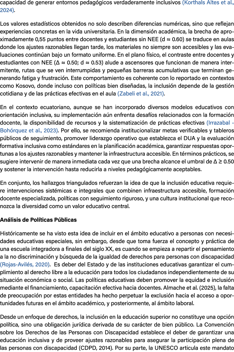 capacidad de generar entornos pedag gicos verdaderamente inclusivos (Korthals Altes et al., 2024). Los valores estad ...