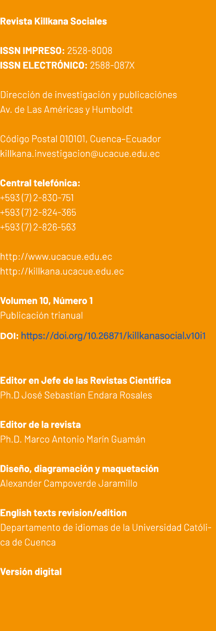  Revista Killkana Sociales ISSN IMPRESO: 2528 8008 ISSN ELECTR NICO: 2588 087X Direcci n de investigaci n y publicaci...