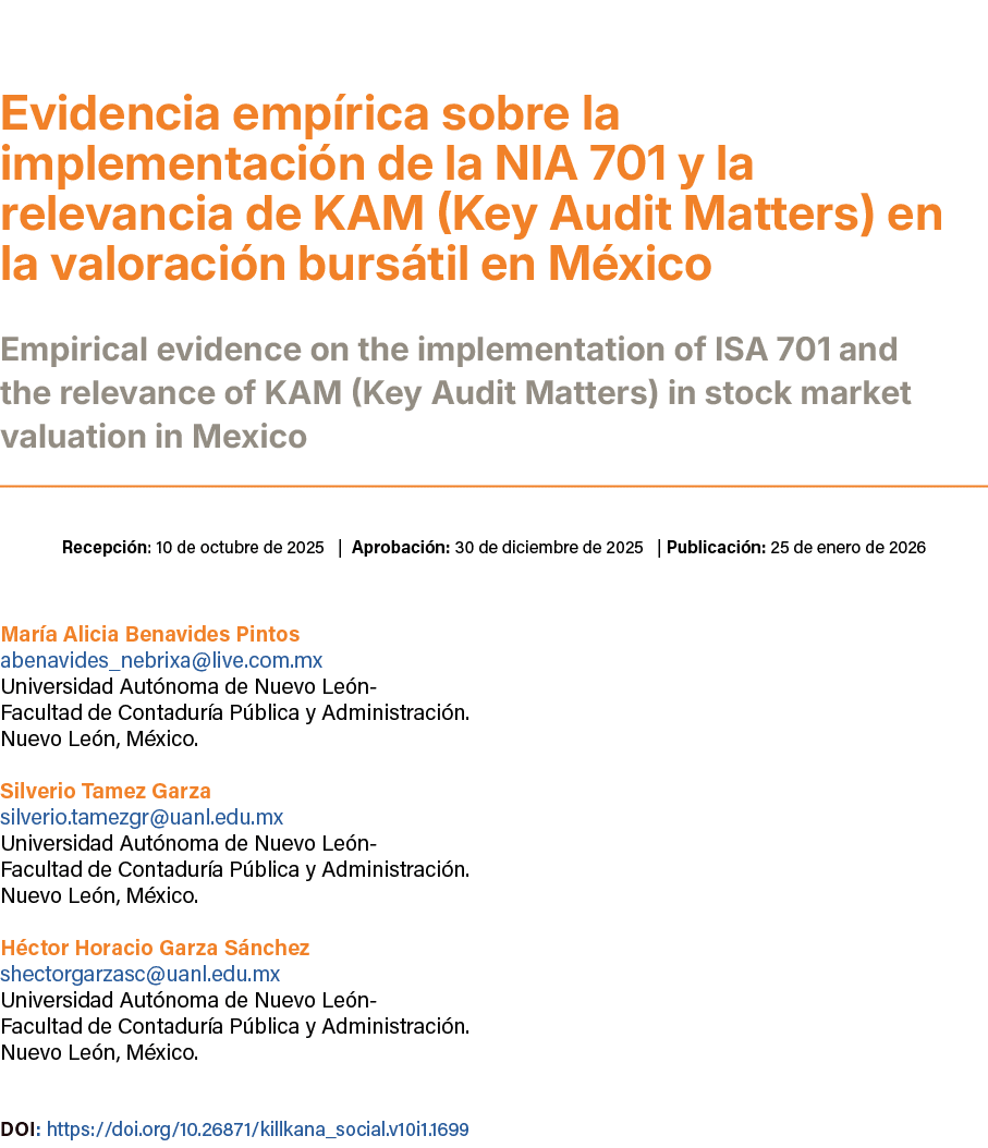  ﻿Evidencia emp rica sobre la implementaci n de la NIA 701 y la relevancia de KAM (Key Audit Matters) en la valoraci ...