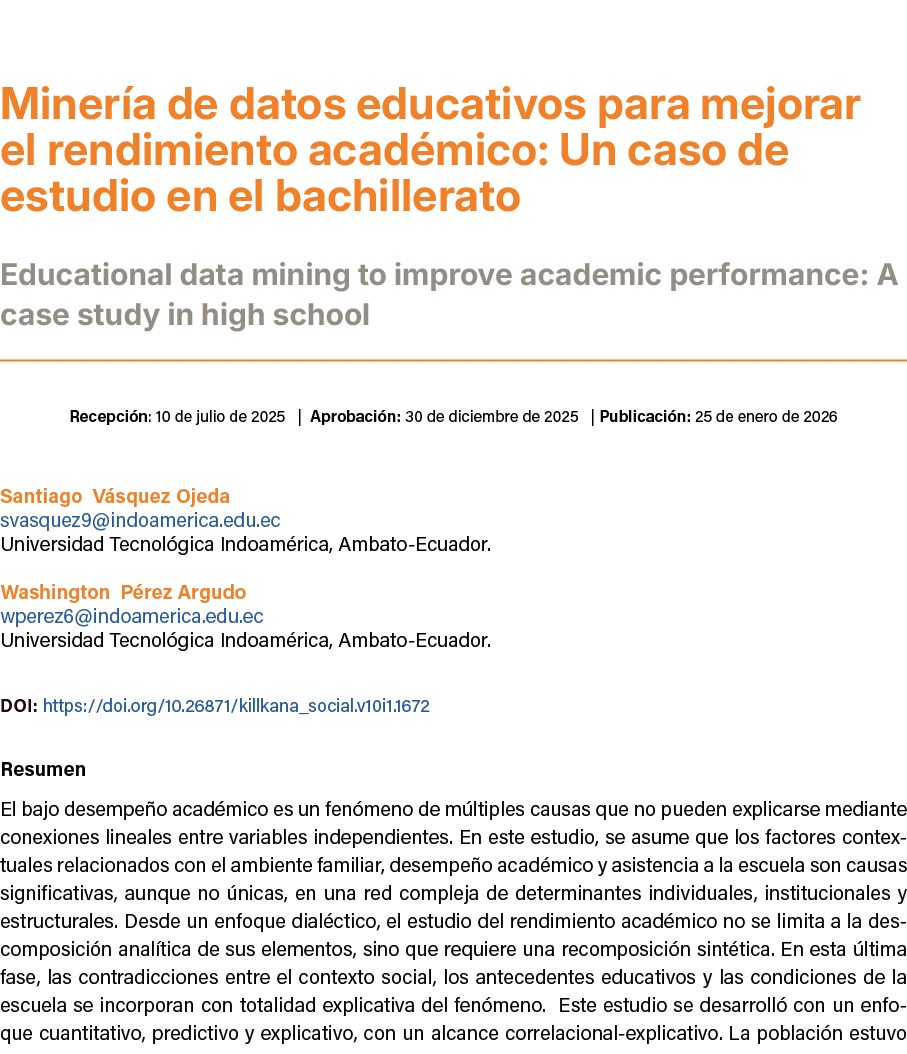  ﻿Miner a de datos educativos para mejorar el rendimiento acad mico: Un caso de estudio en el bachillerato ﻿Education...