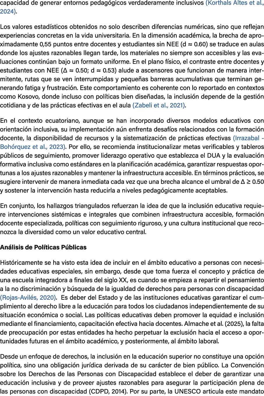 capacidad de generar entornos pedag gicos verdaderamente inclusivos (Korthals Altes et al., 2024). Los valores estad ...