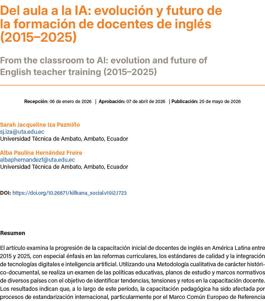 Del aula a la IA: evoluci n y futuro de la formaci n de docentes de ingl s (2015–2025) ﻿From the classroom to AI: ev...