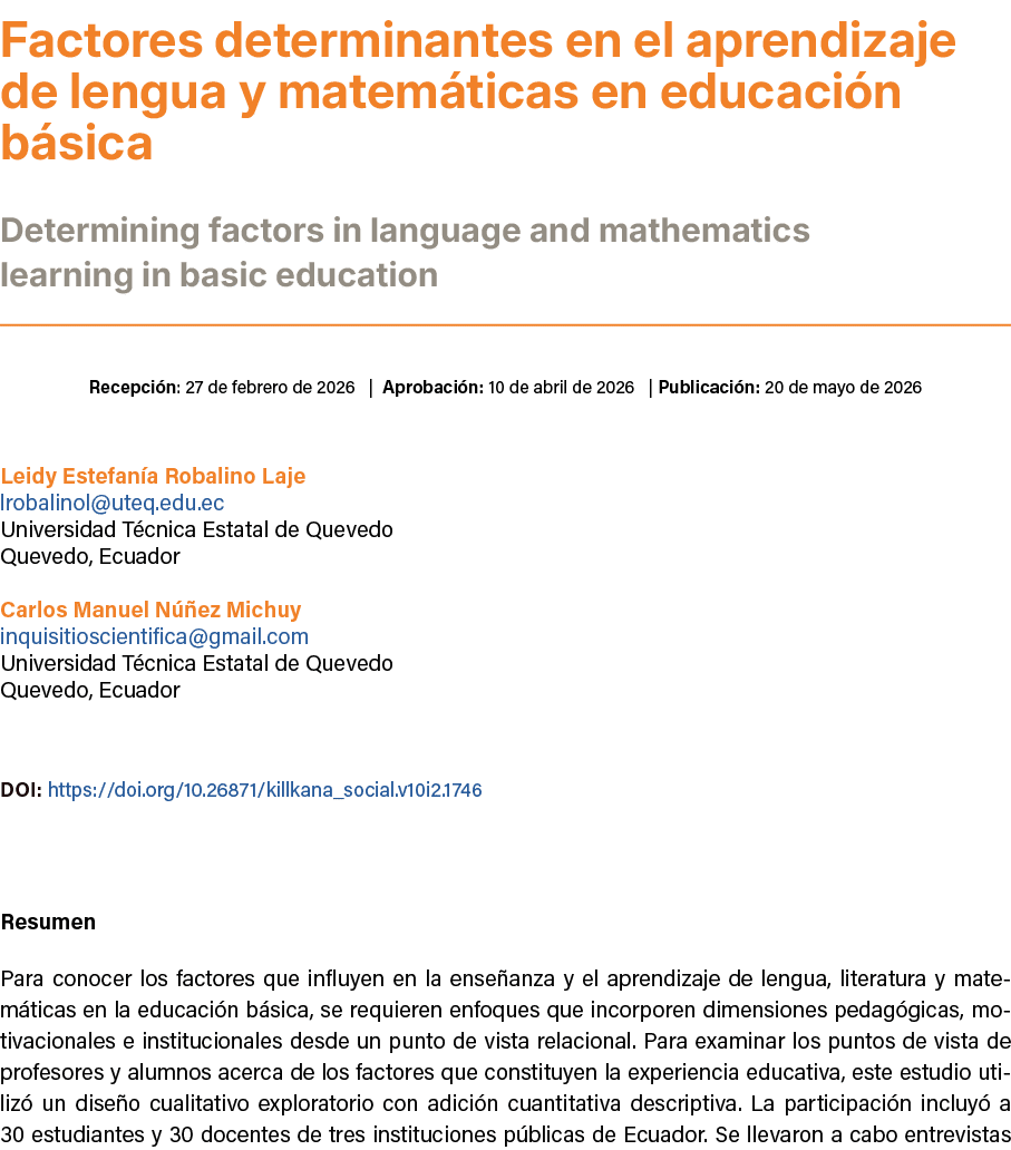Factores determinantes en el aprendizaje de lengua y matem ticas en educaci n b sica ﻿Determining factors in languag...