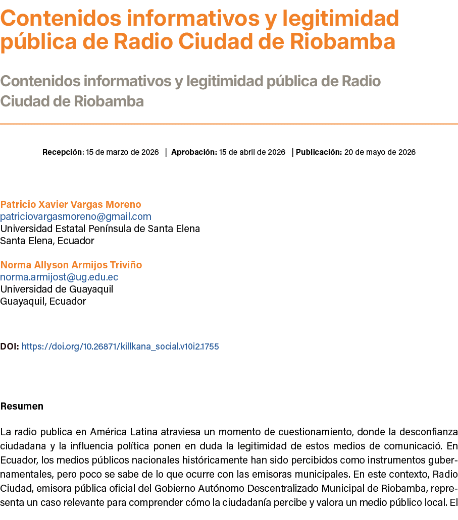 Contenidos informativos y legitimidad p blica de Radio Ciudad de Riobamba ﻿Contenidos informativos y legitimidad p b...