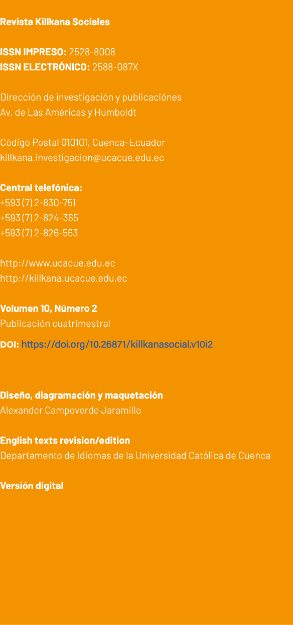  Revista Killkana Sociales ISSN IMPRESO: 2528 8008 ISSN ELECTR NICO: 2588 087X Direcci n de investigaci n y publicaci...