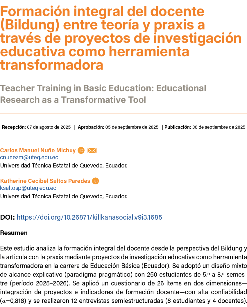 Formaci n integral del docente (Bildung) entre teor a y praxis a trav s de proyectos de investigaci n educativa como...