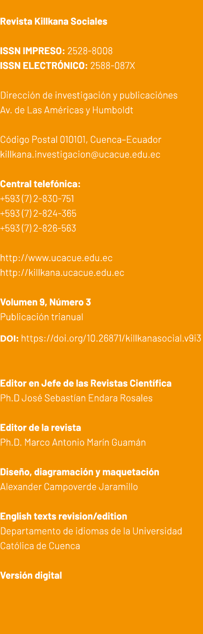  Revista Killkana Sociales ISSN IMPRESO: 2528 8008 ISSN ELECTR NICO: 2588 087X Direcci n de investigaci n y publicaci...