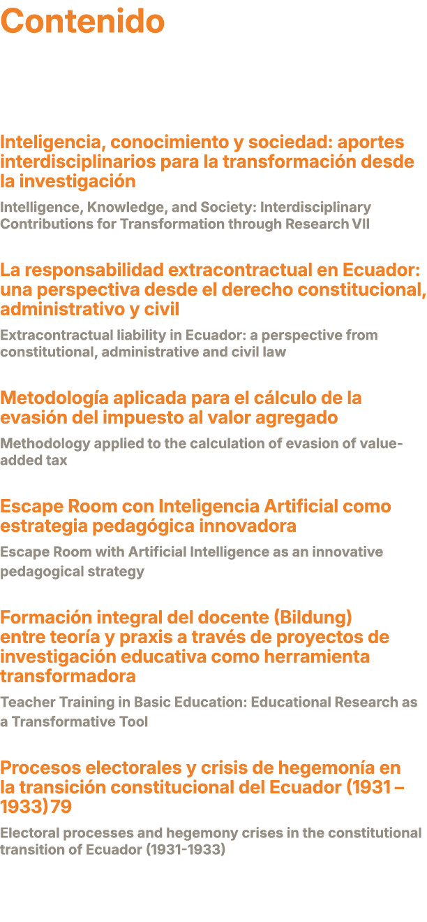 Contenido Inteligencia, conocimiento y sociedad: aportes interdisciplinarios para la transformaci n desde la investig...