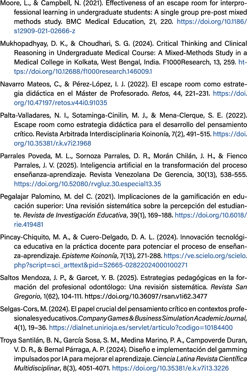 Moore, L., & Campbell, N. (2021). Effectiveness of an escape room for interprofessional learning in undergraduate stu...