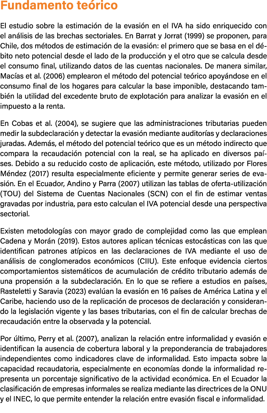 Fundamento te rico El estudio sobre la estimaci n de la evasi n en el IVA ha sido enriquecido con el an lisis de las ...