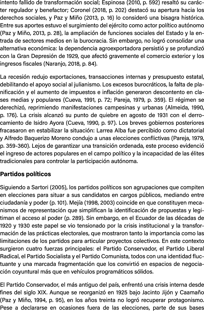 intento fallido de transformaci n social; Espinosa (2010, p. 592) resalt su car cter regulador y benefactor; Coronel...