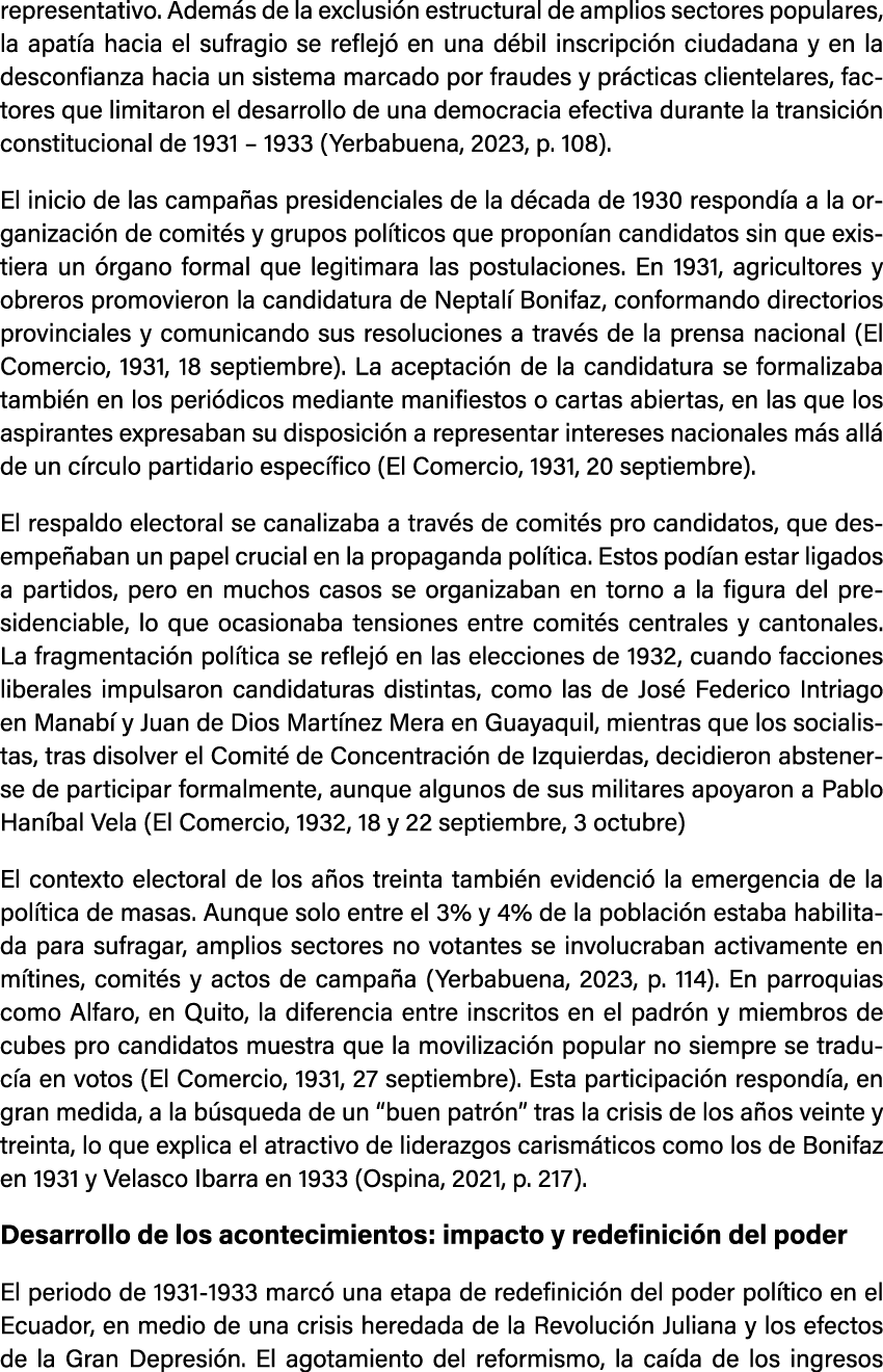 representativo. Adem s de la exclusi n estructural de amplios sectores populares, la apat a hacia el sufragio se refl...